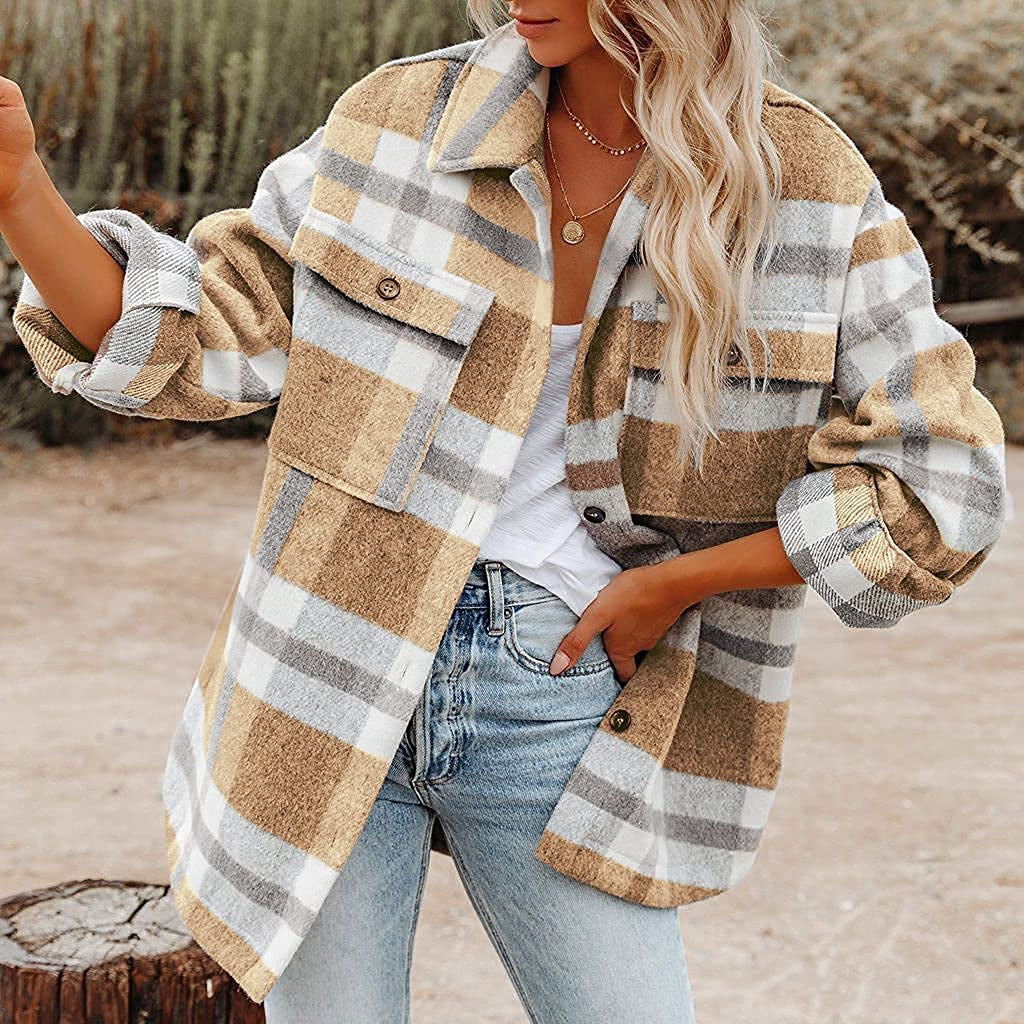 Women's Plaid Button Flannel Shirt