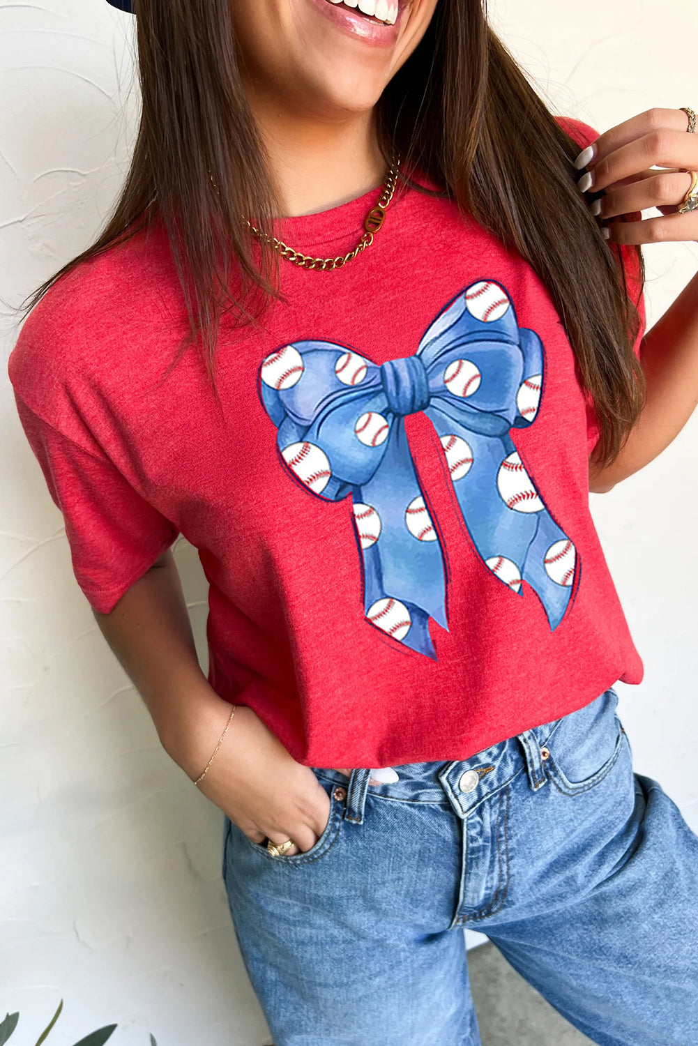 Bowknot Graphic Crew Neck Tee