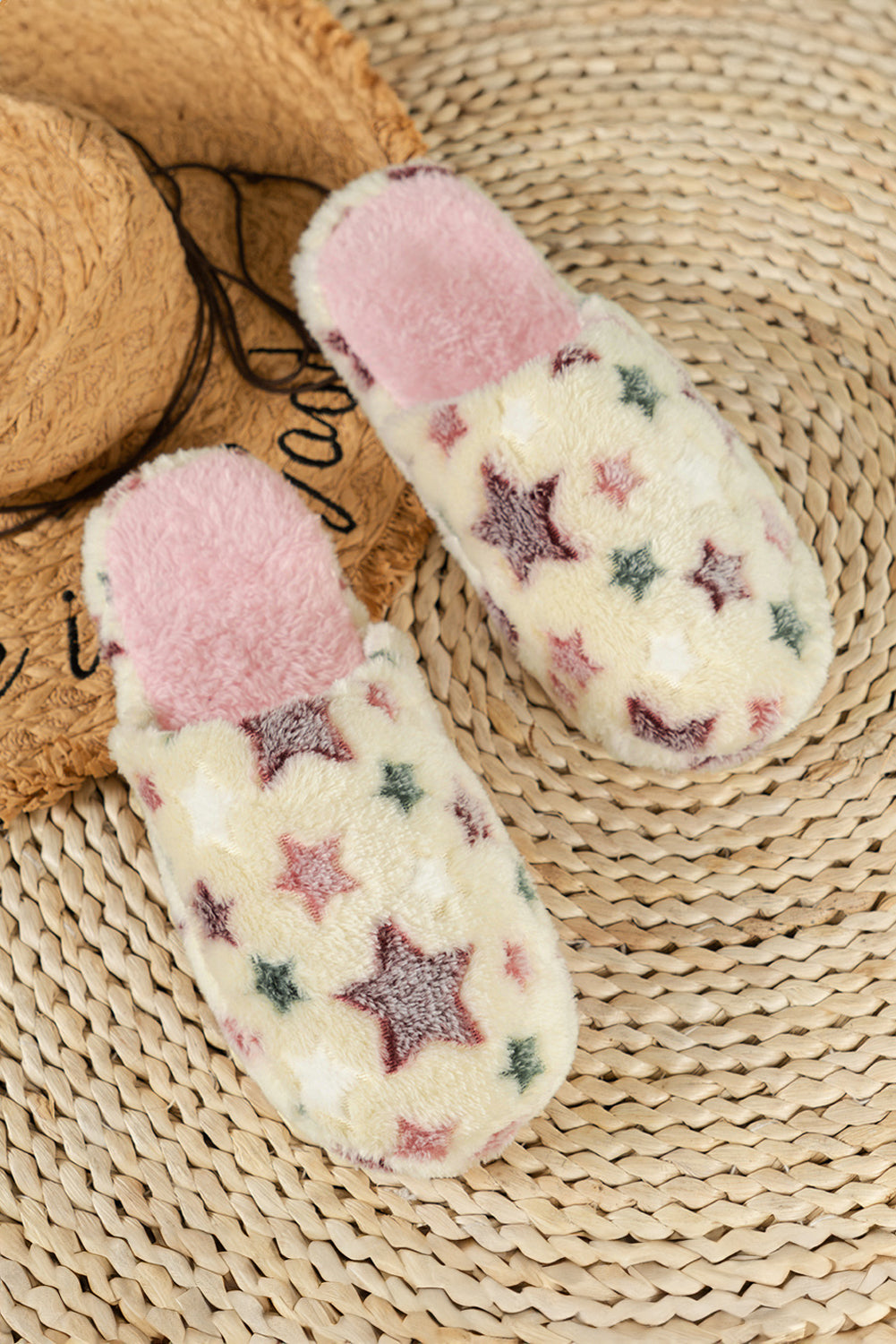 Star Pattern Plush Slippers