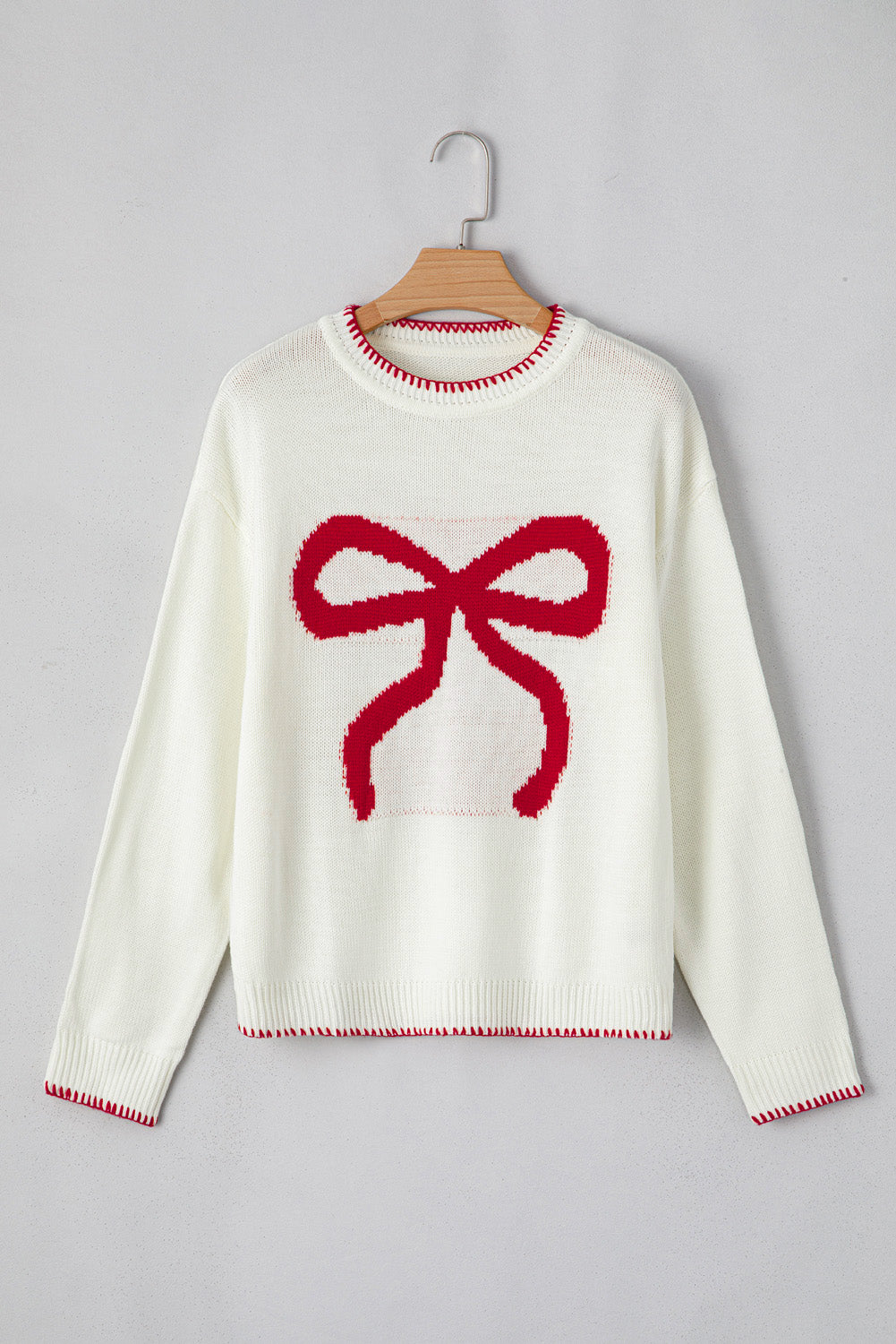 Bow Pattern Loose Graphic Sweater