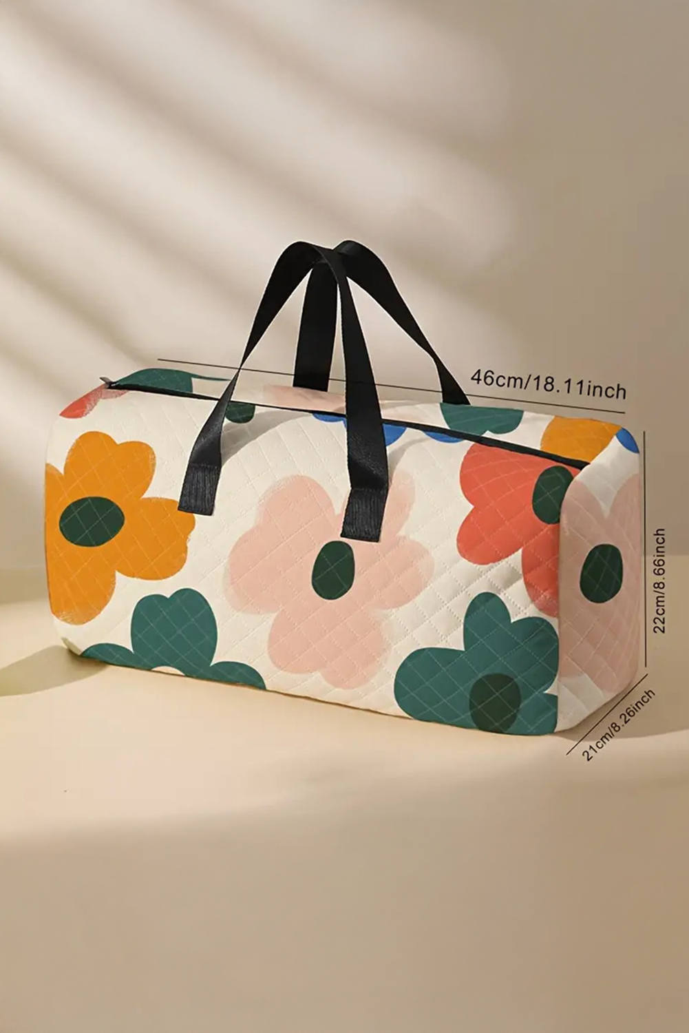 Flower Print Quilted Large Duffel Bag