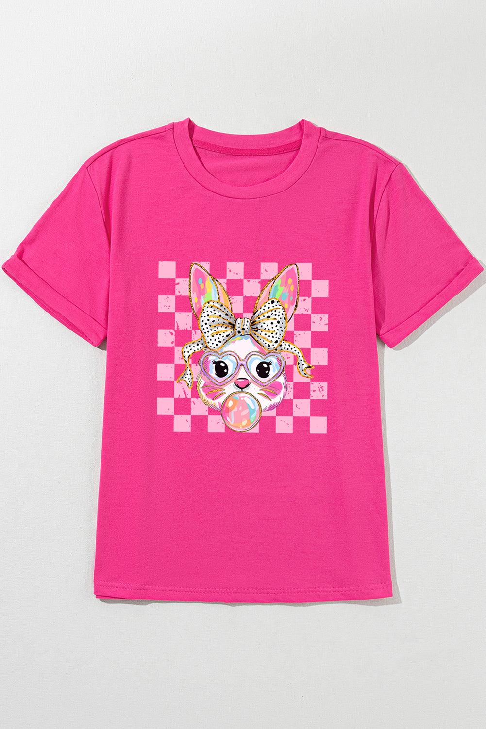Bubble Gum Rabbit Graphic Easter T-Shirt