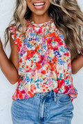 Frilled Boho Floral Tank Top