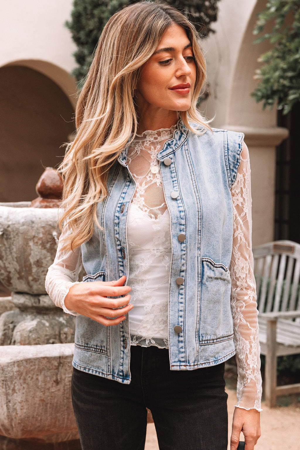 Denim Button Vest