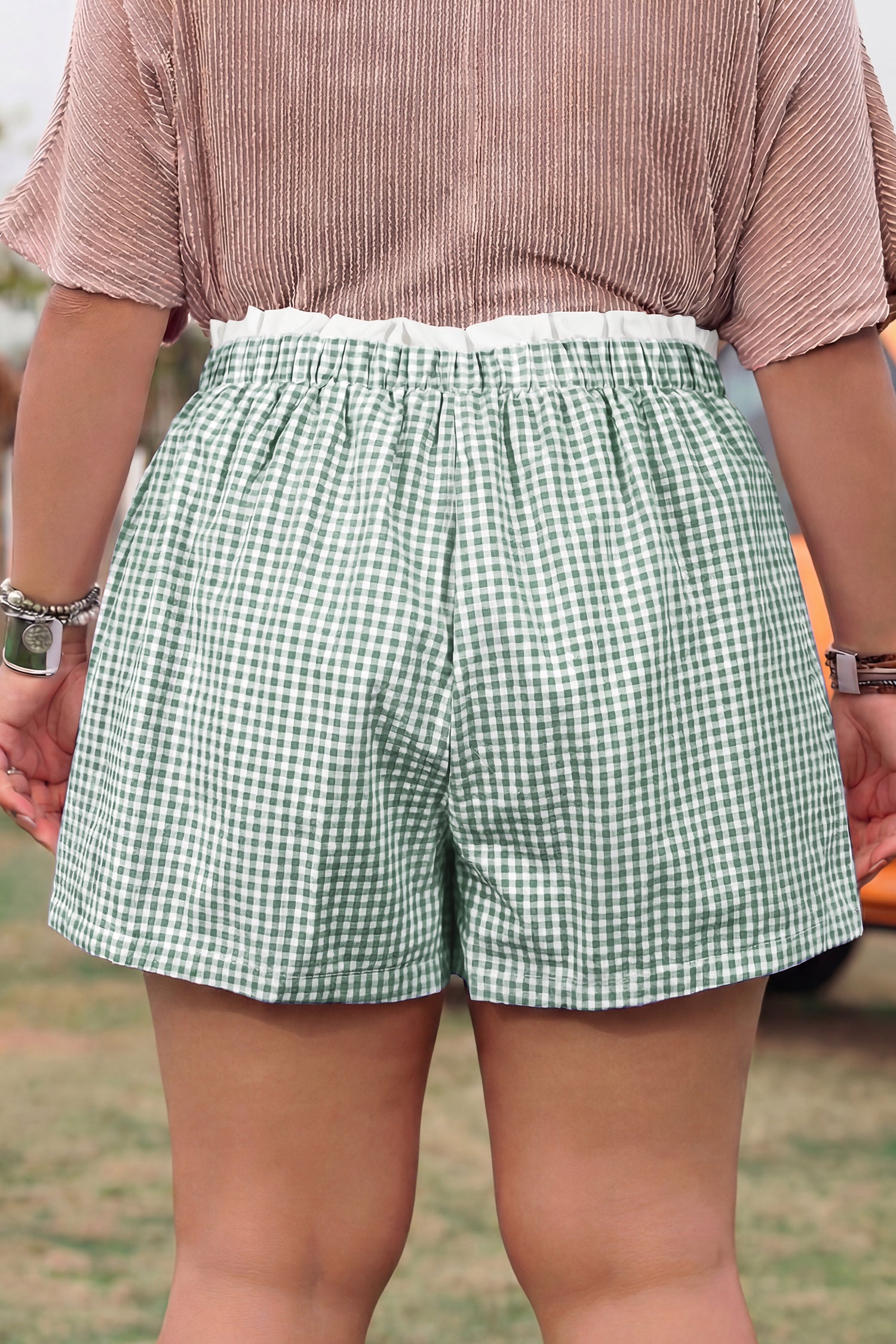 Plus Size Plaid Shorts