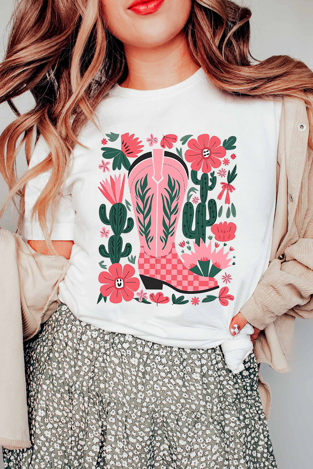 Western Boots Flower Graphic Tee