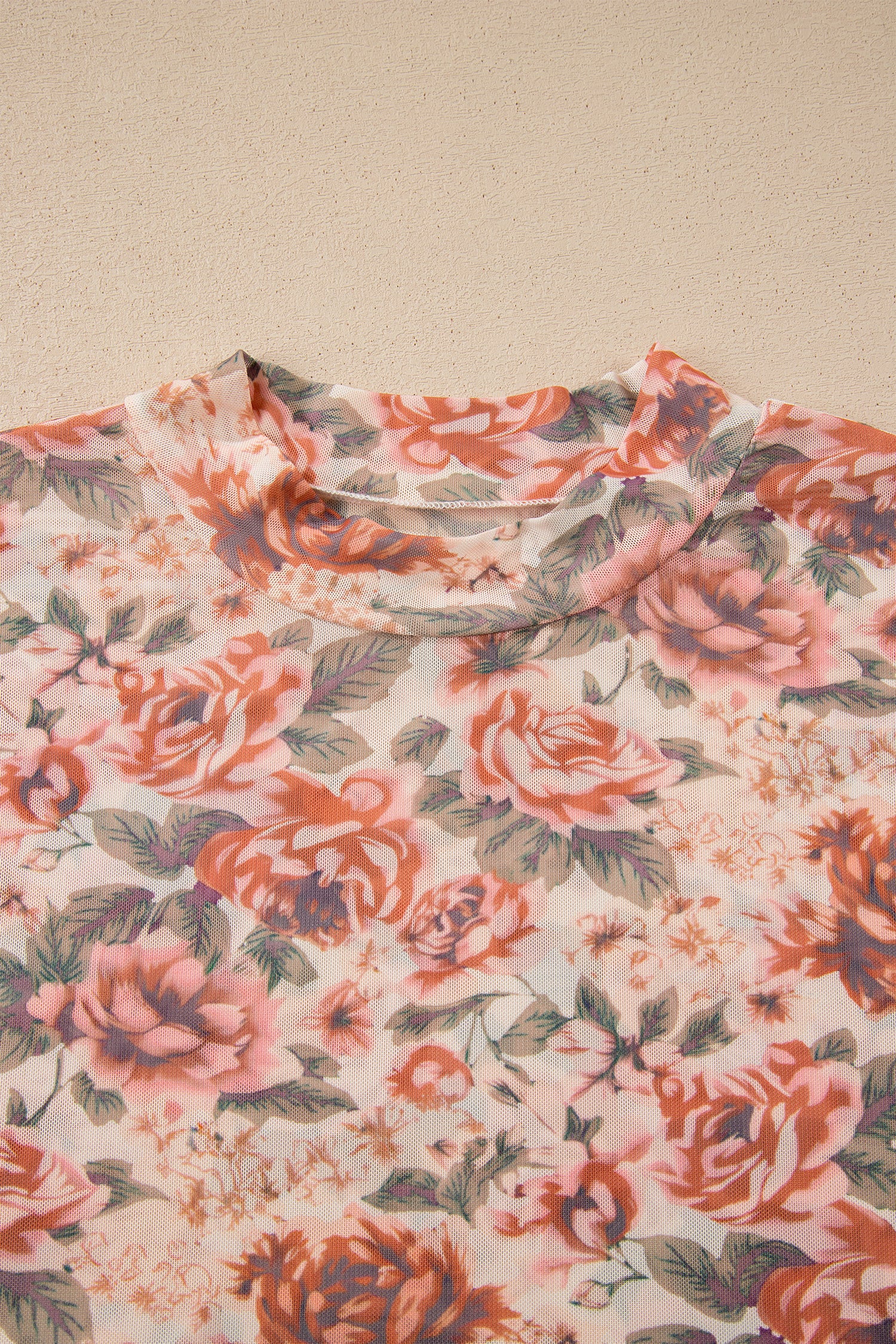 Plus Size Floral Long Sleeve Slim Top