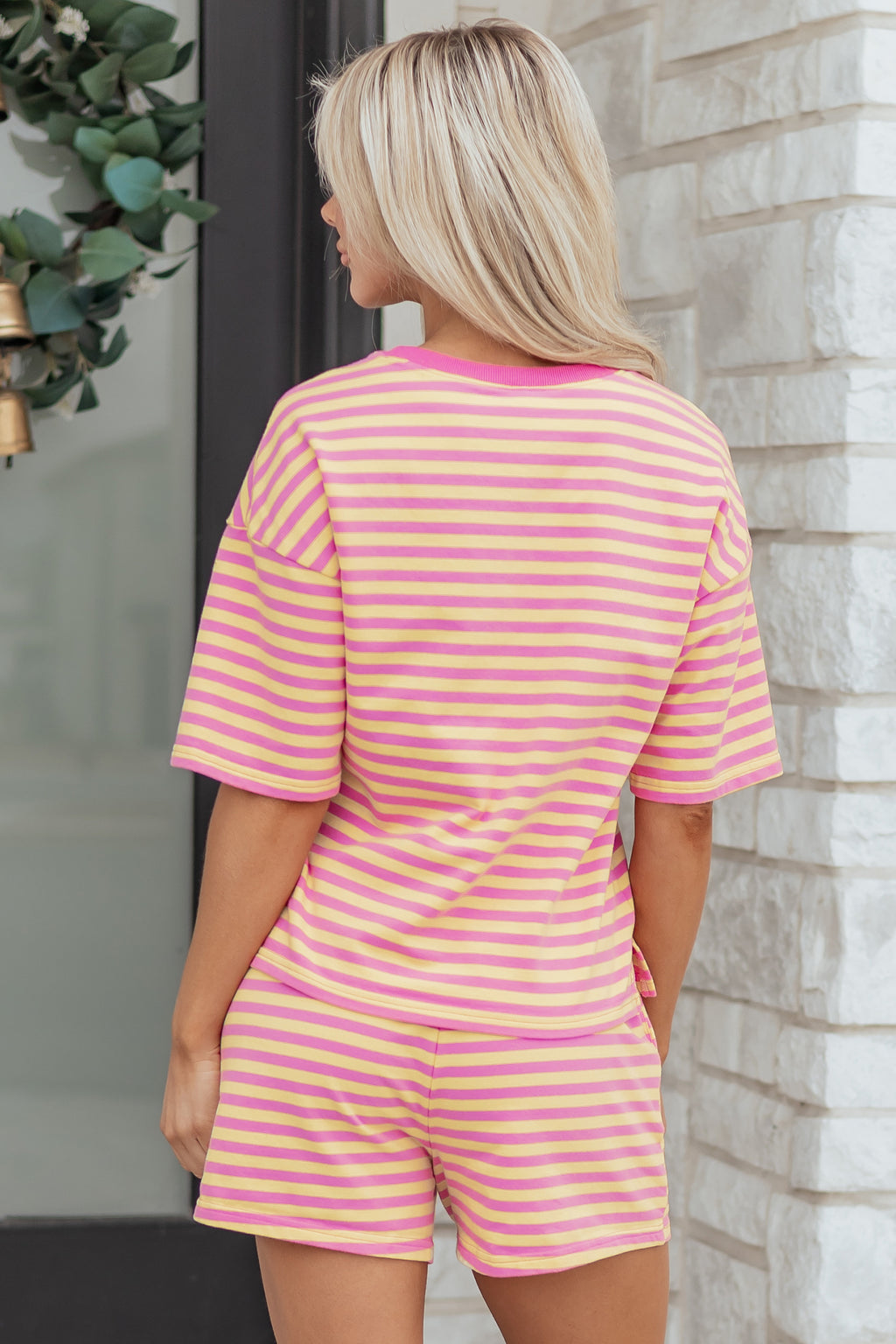 Striped Casual Terry Short Set