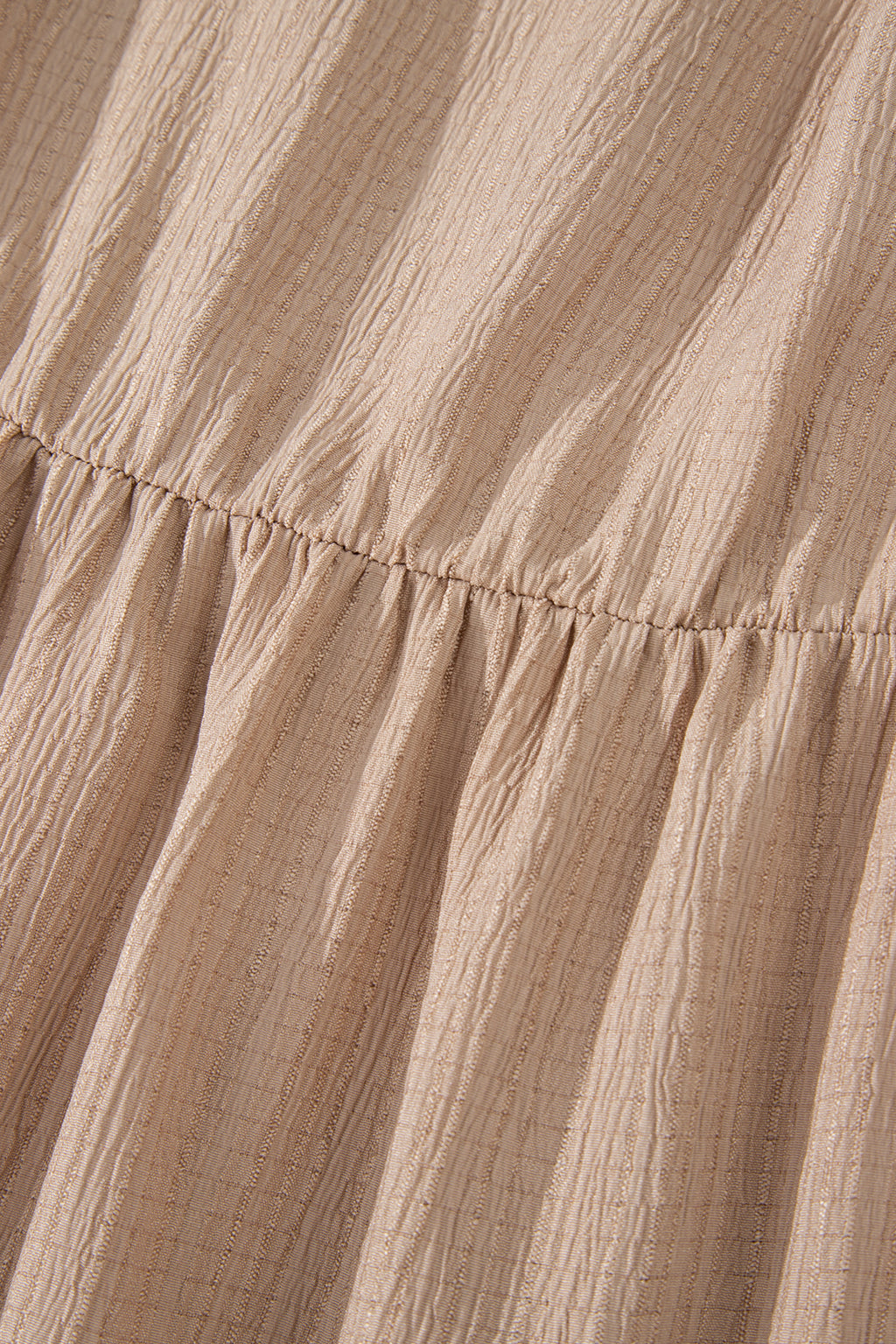 Dark Khaki Plus Size Textured Ruffled Short Sleeve Dress