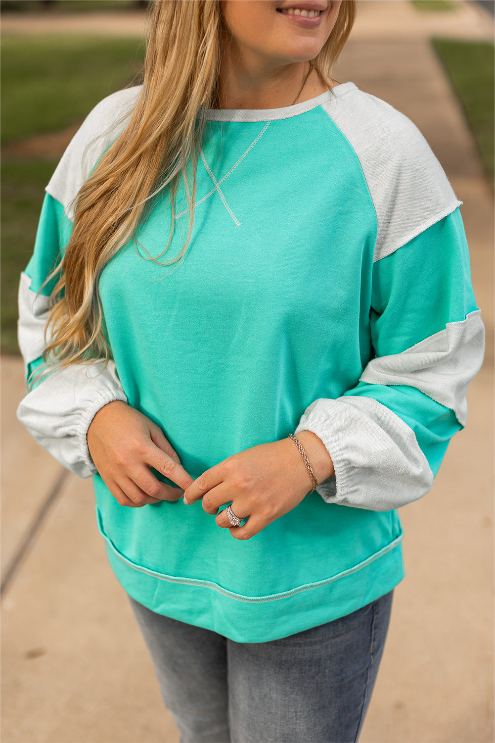 Plus Size Color block Patchwork Sweatshirt