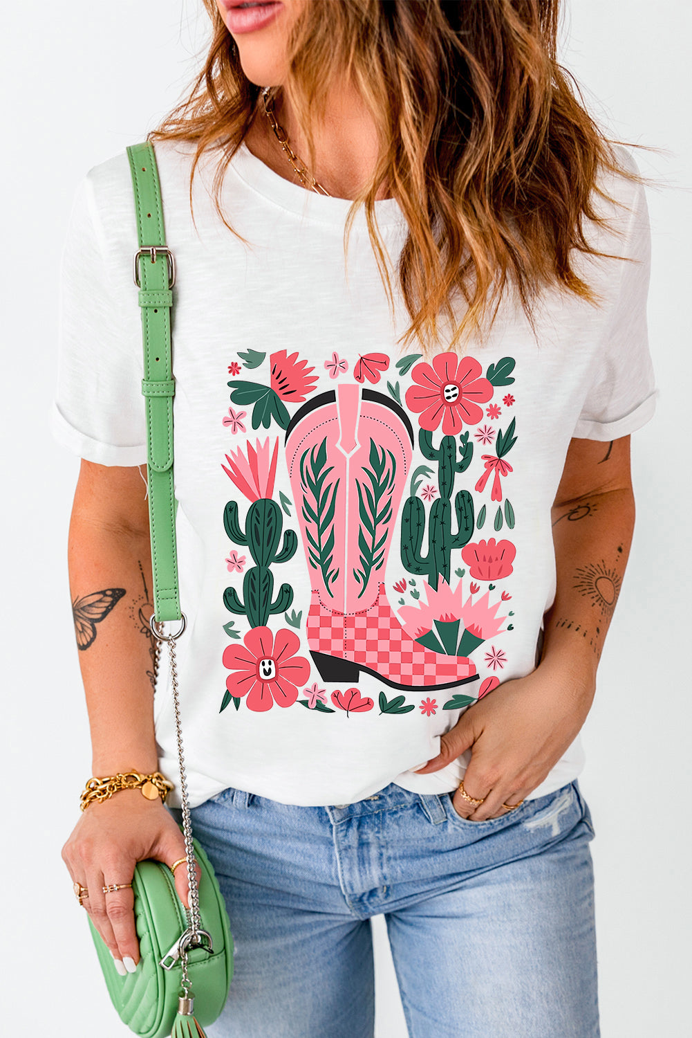 Western Boots Flower Graphic Tee