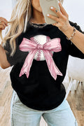 Baseball Bow Graphic T-Shirt