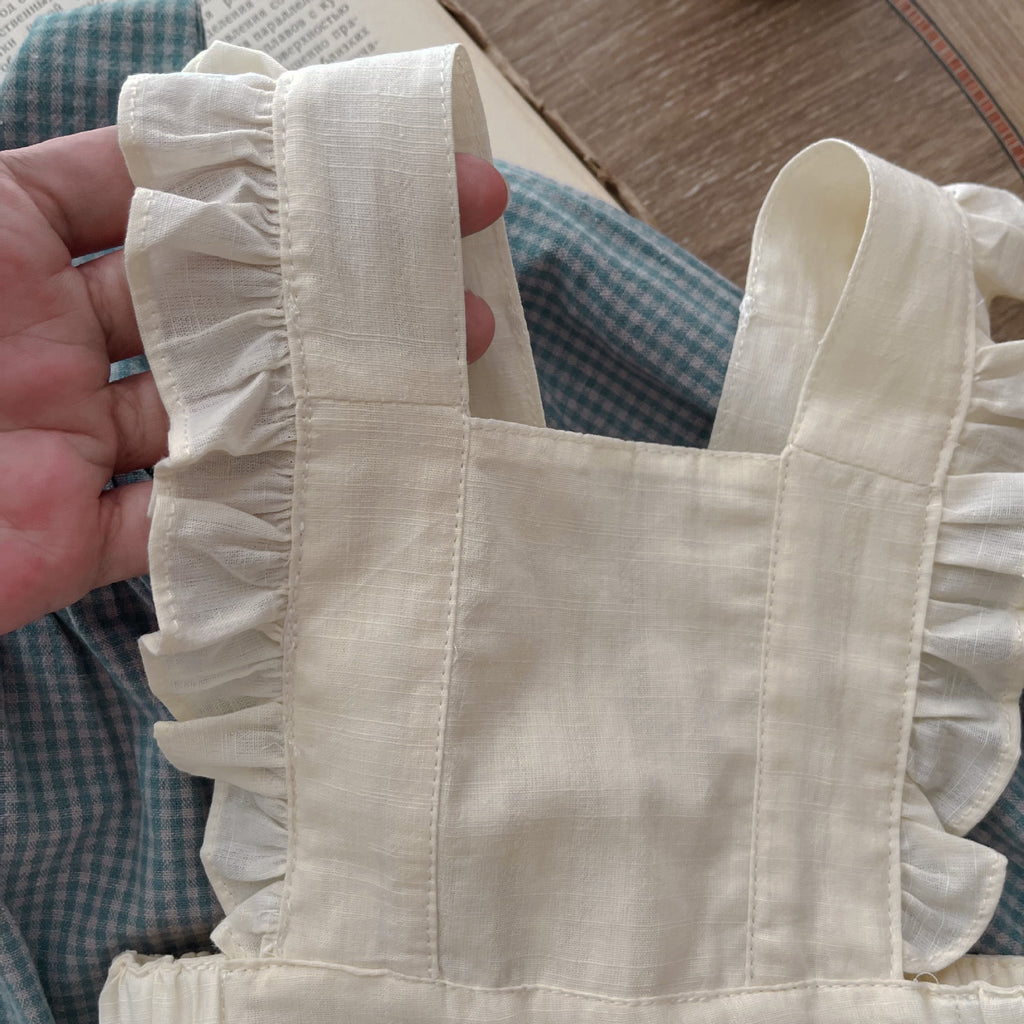 Infant Long Sleeve Small Plaid Romper Sling Small Overskirt