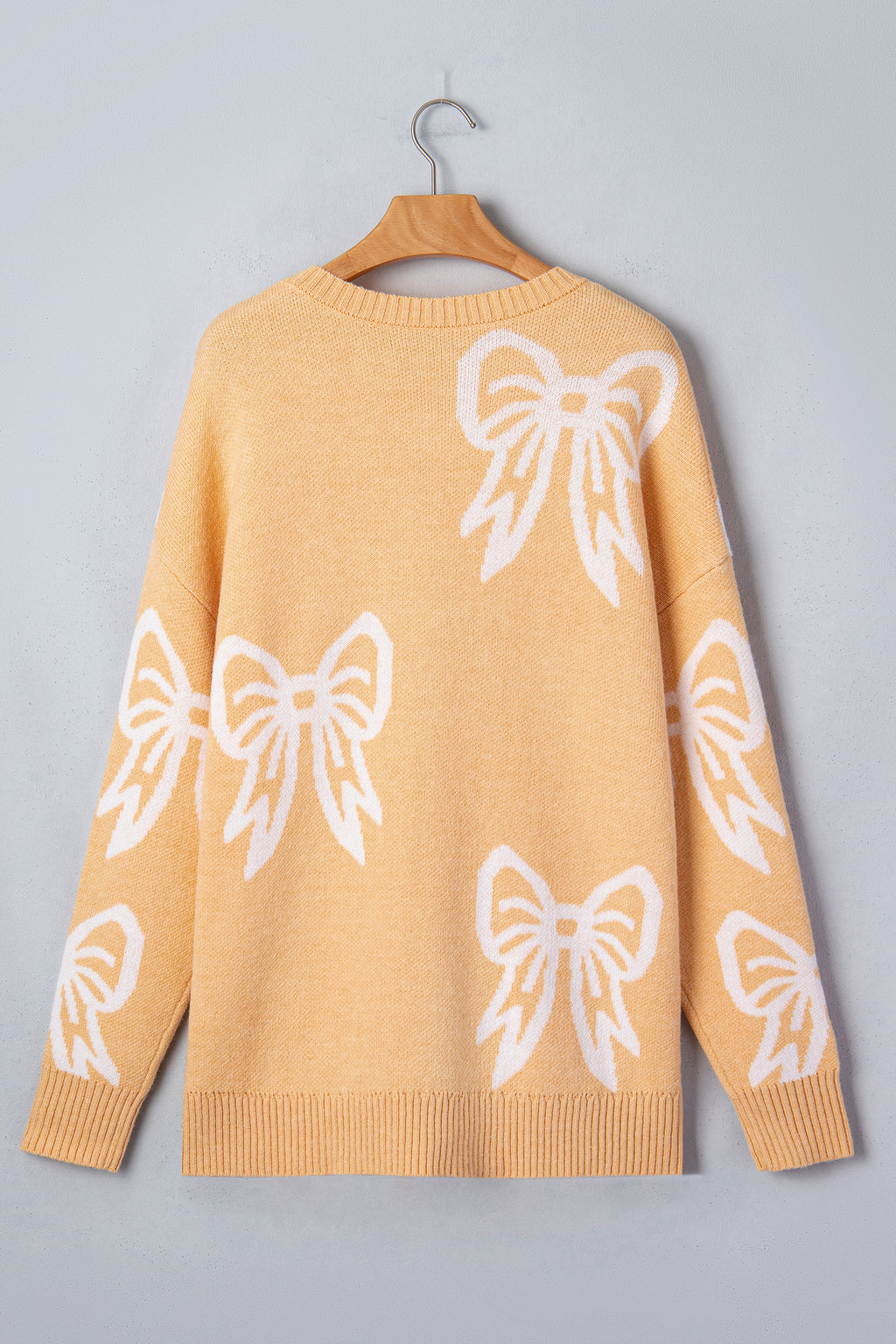 Bow Pattern Drop Shoulder Loose Sweater