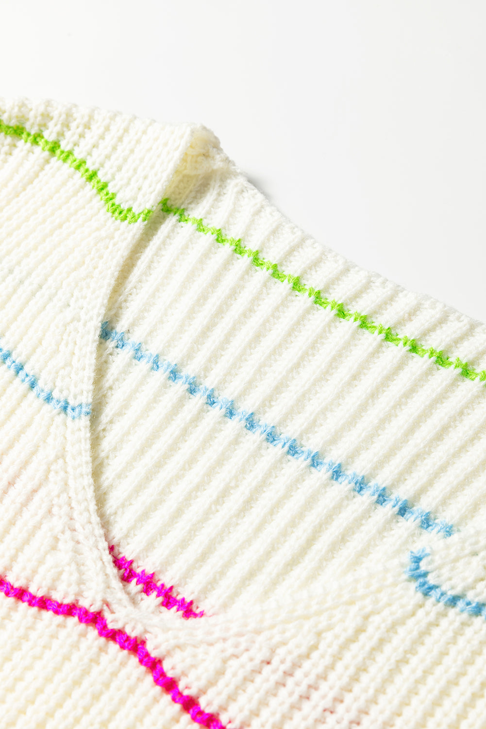 Colorful Striped V Neck Sweater