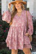 Plus Size Blossom Floral Ruffled Dress
