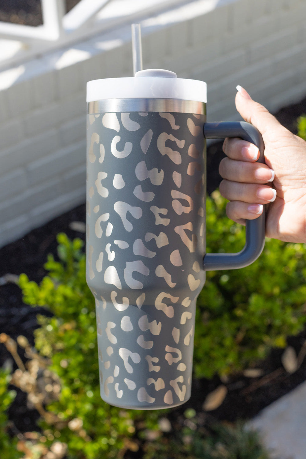 Gray Leopard 40oz Stainless Steel Cup