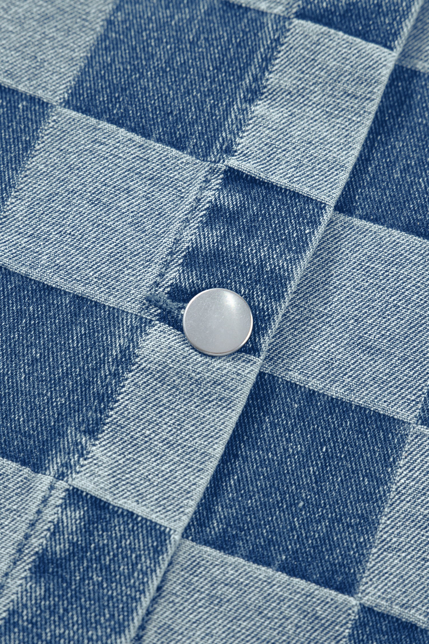 Checkered Ruffle Button Down Denim Vest