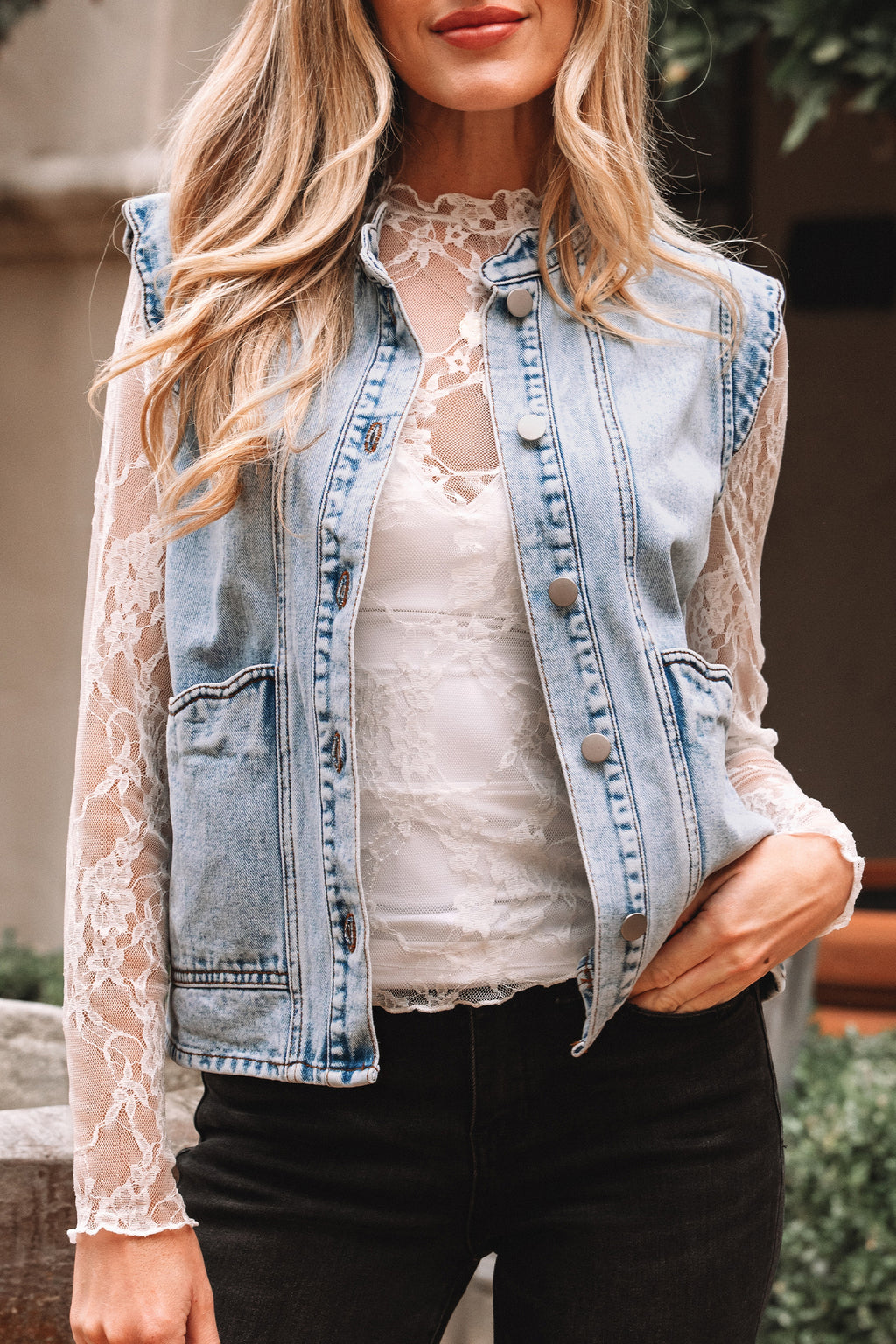 Denim Button Vest