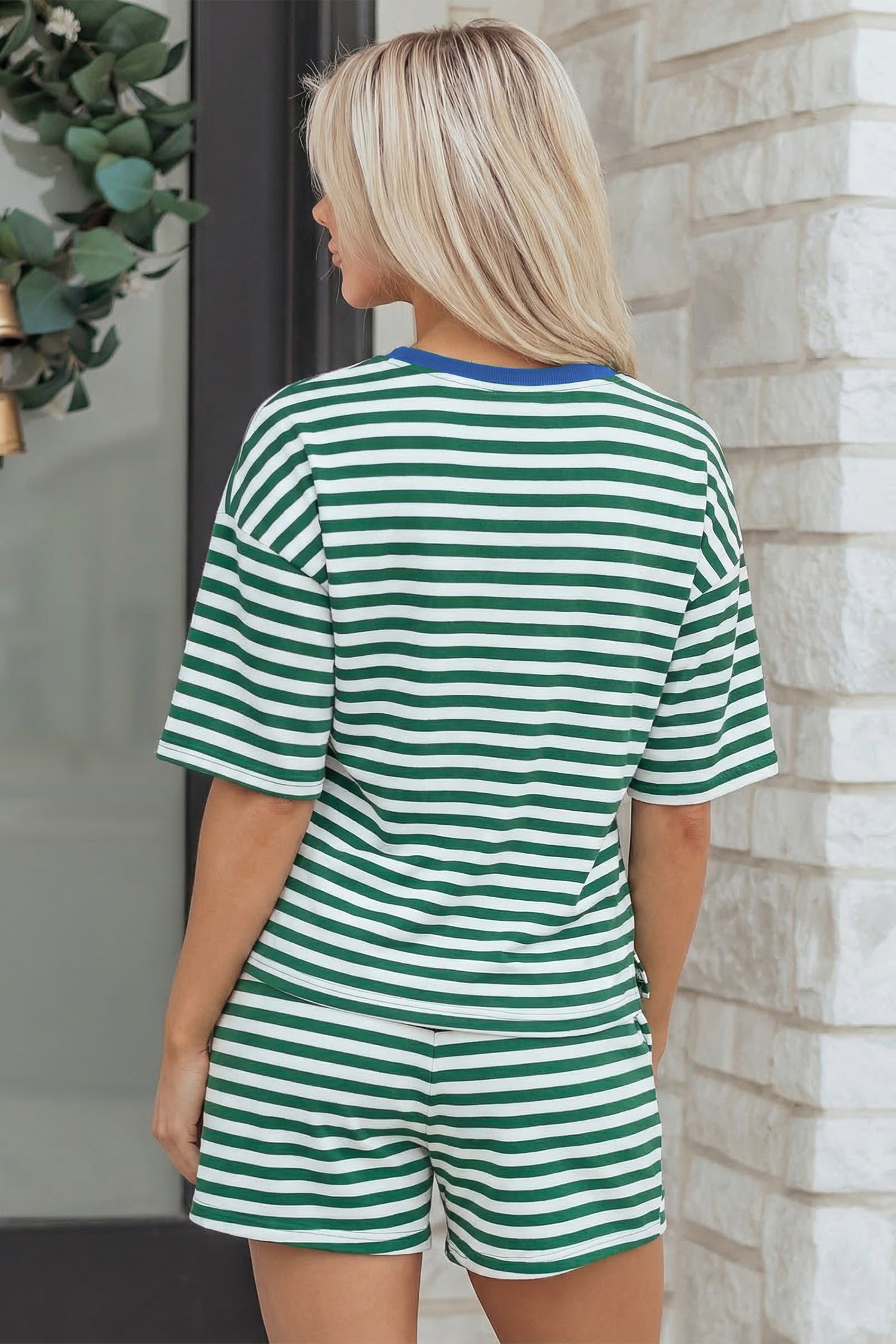 Striped Casual Terry Short Set