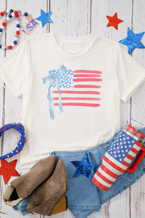 American Flag Bow Knot T-Shirt