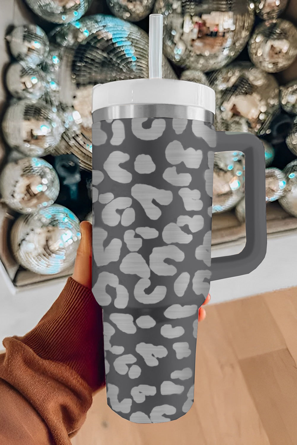 Gray Leopard 40oz Stainless Steel Cup