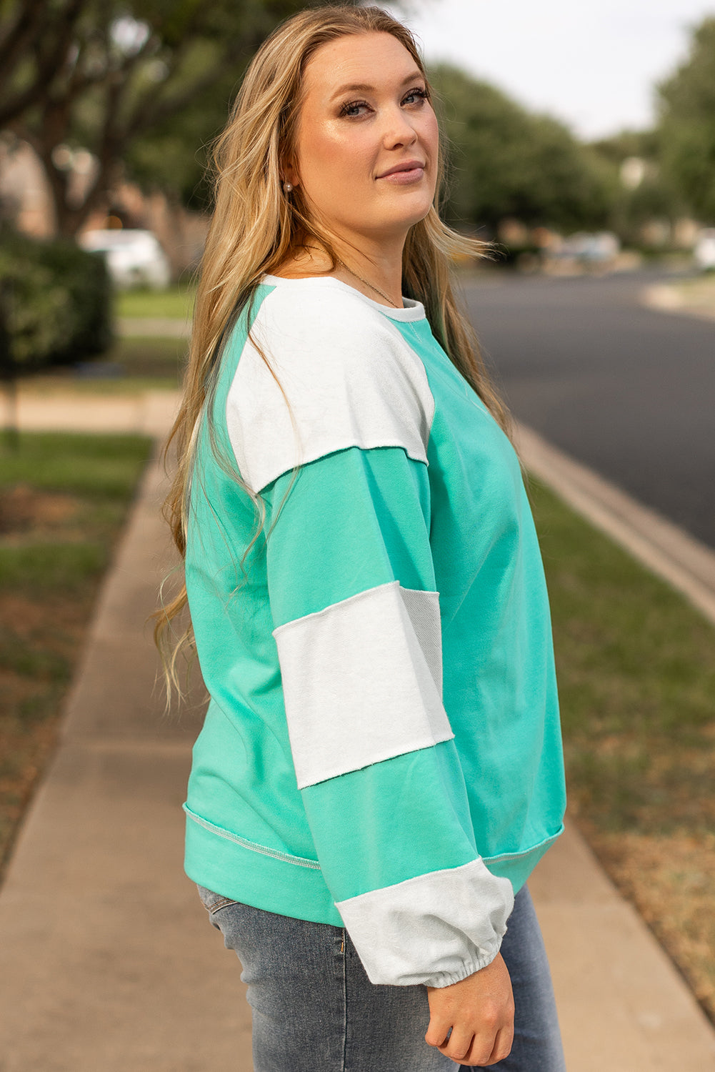 Plus Size Color block Patchwork Sweatshirt
