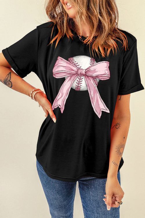 Baseball Bow Graphic T-Shirt