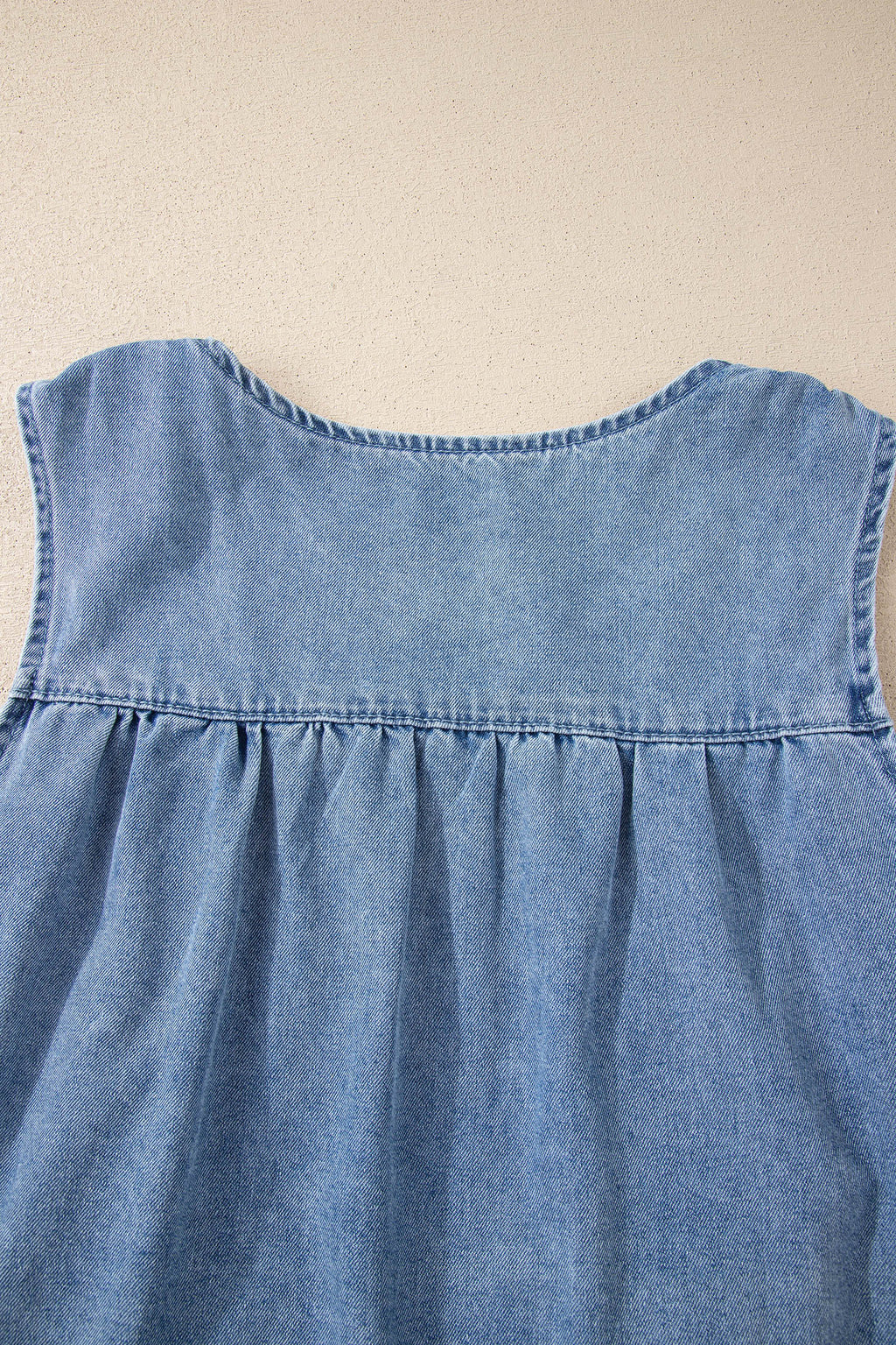 Denim Pleated Patchwork Sleeveless Top