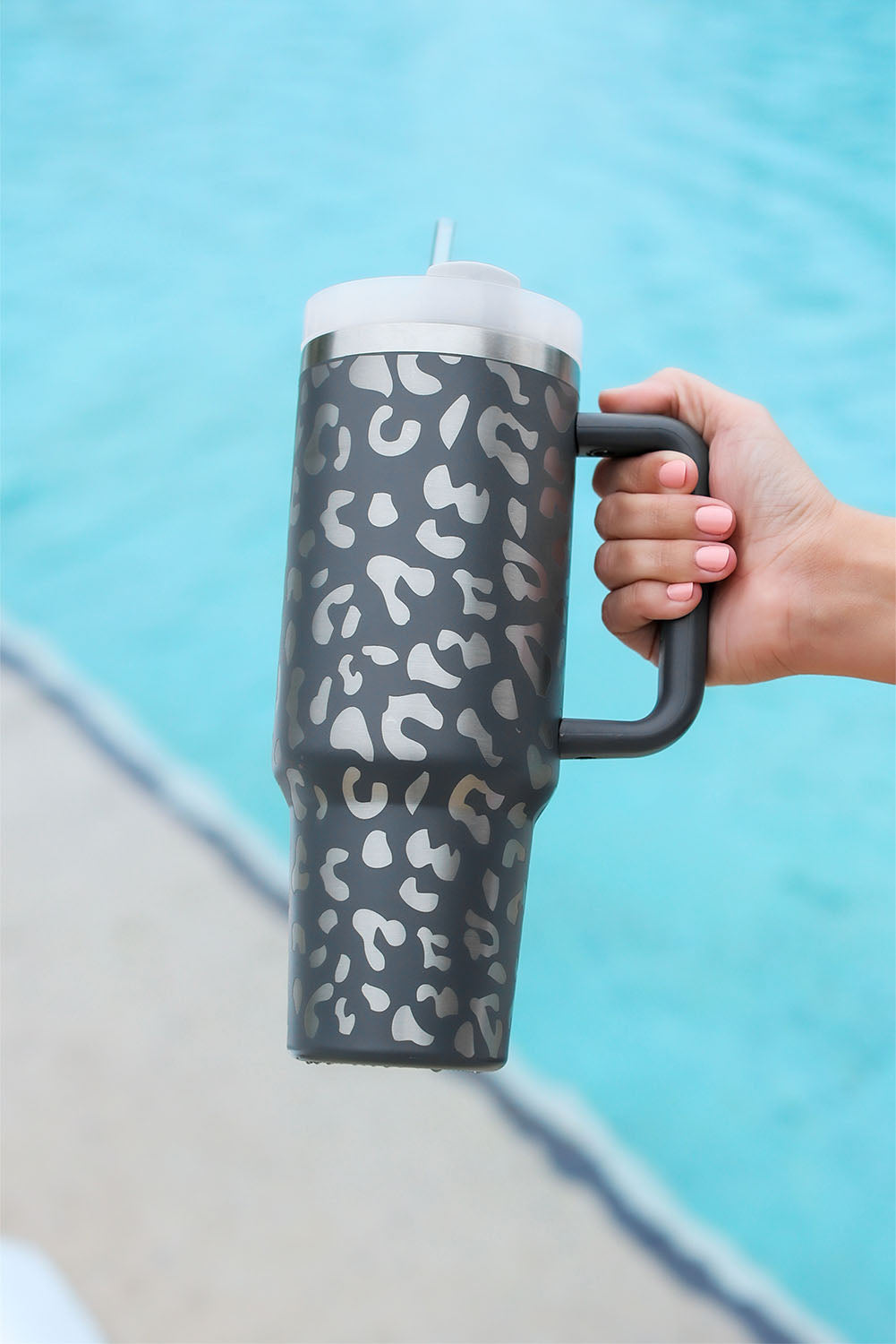 Gray Leopard 40oz Stainless Steel Cup