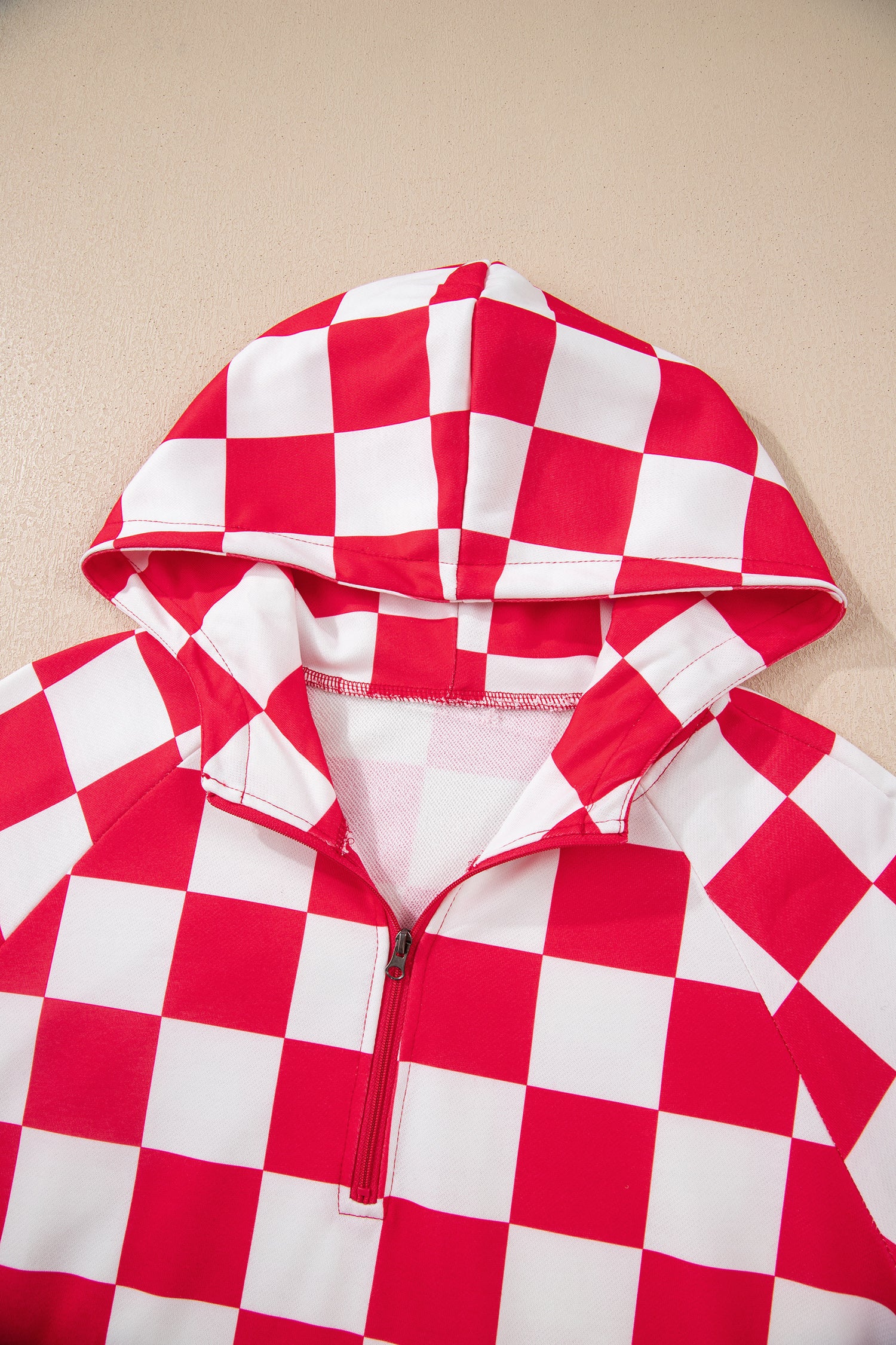 Checkered Half Zip Hoodie & Loose Pant Set