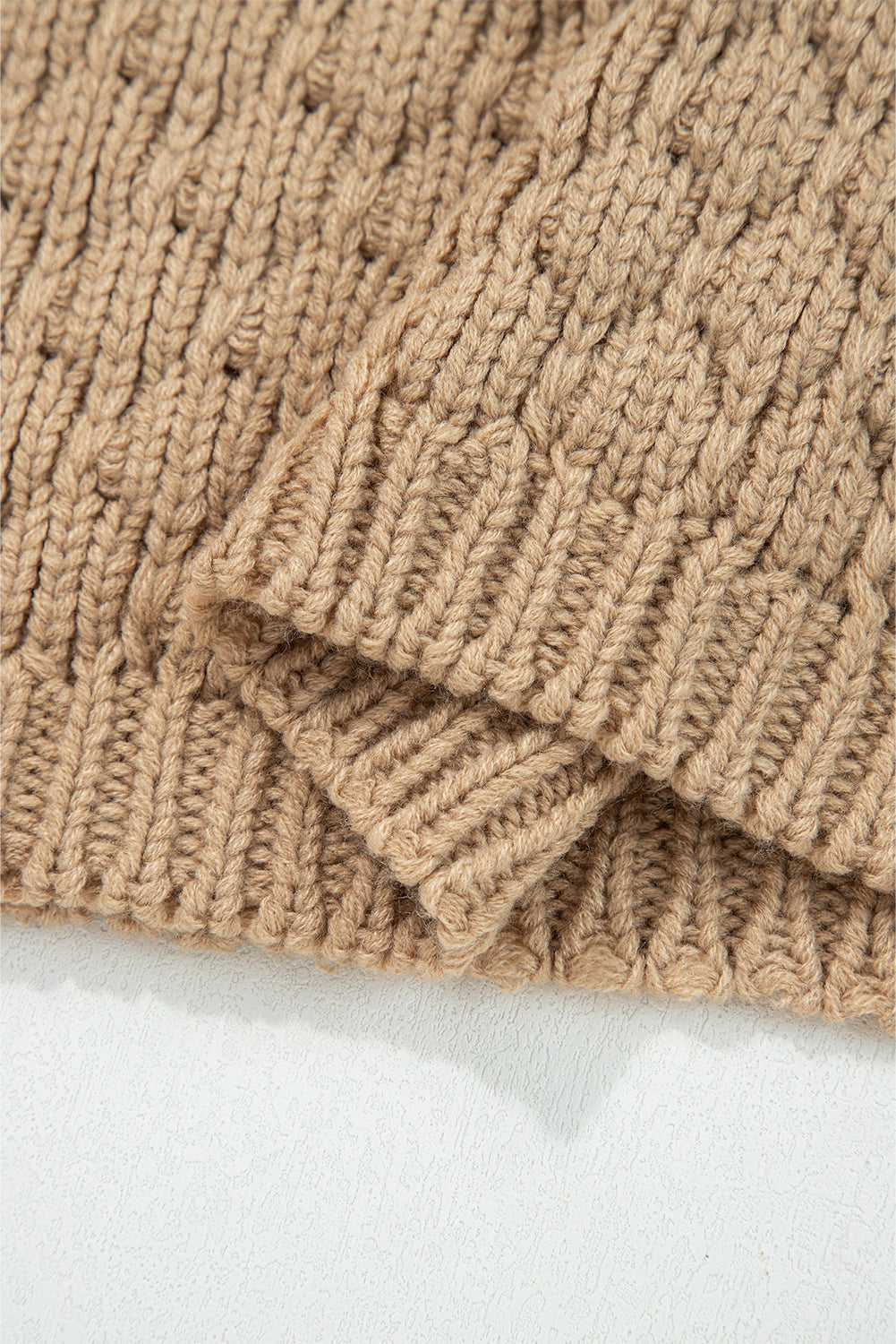 Textured Knit Puff Sleeve Baggy Sweater