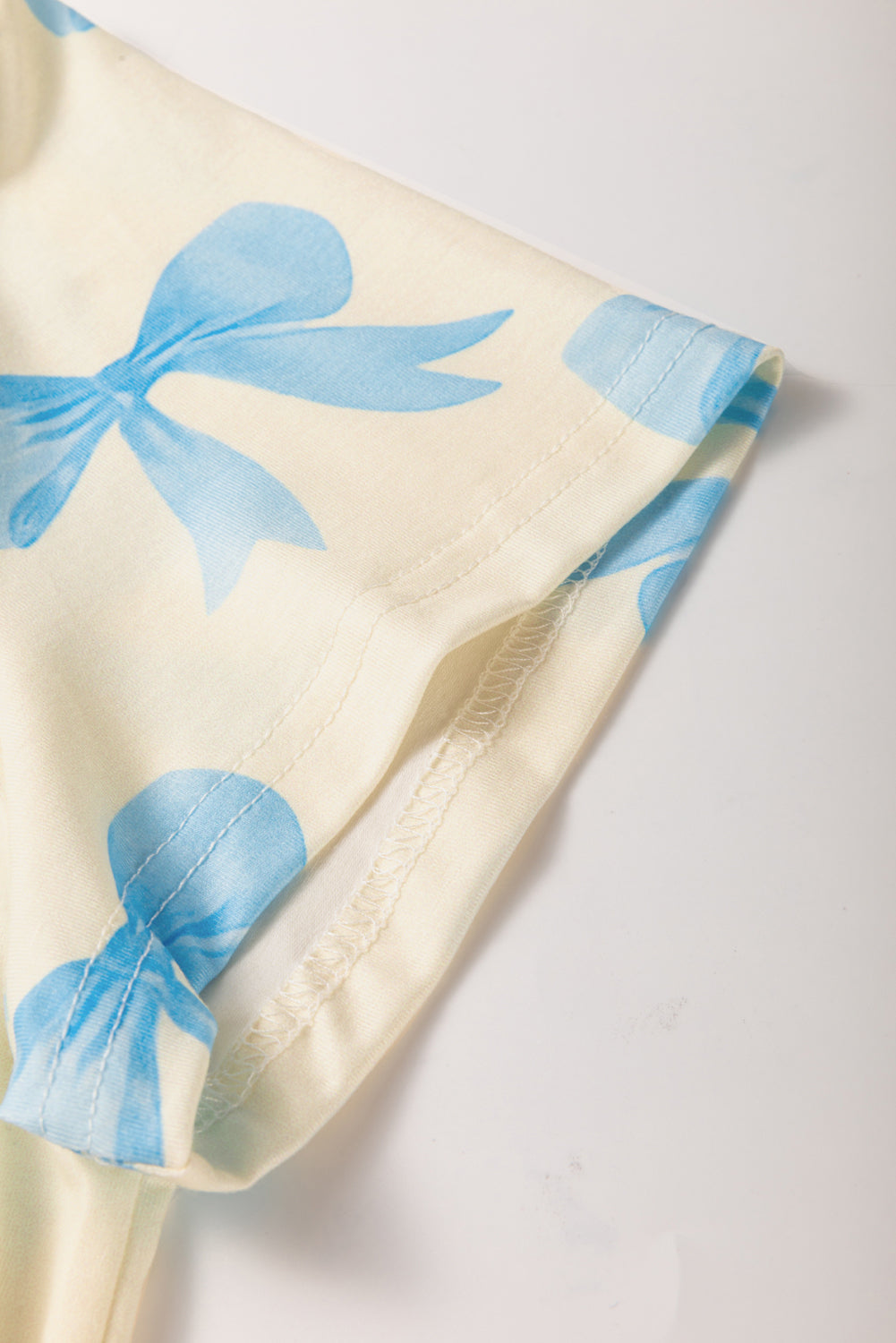 Yellow and Blue Bow Short Sleeve-Shorts Pajama Set