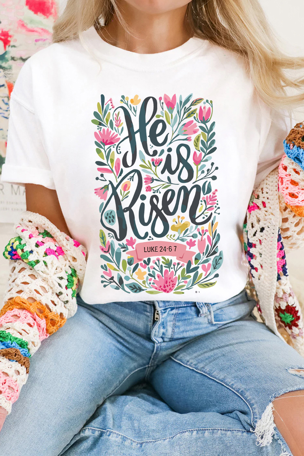 He is Risen Floral T-Shirt