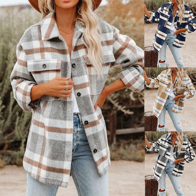 Women's Plaid Button Flannel Shirt