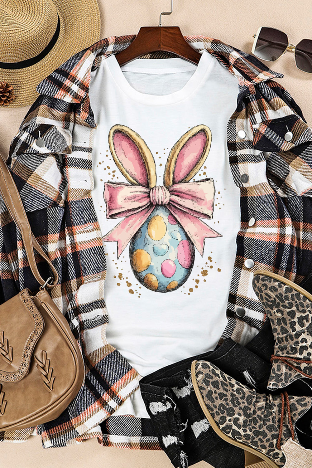 Easter Egg Bow Bunny Ear T-Shirt
