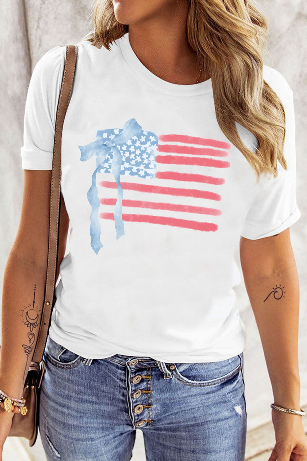 American Flag Bow Knot T-Shirt
