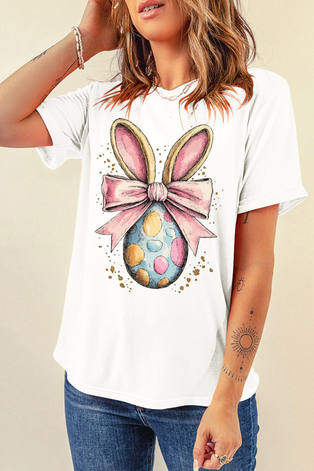 Easter Egg Bow Bunny Ear T-Shirt