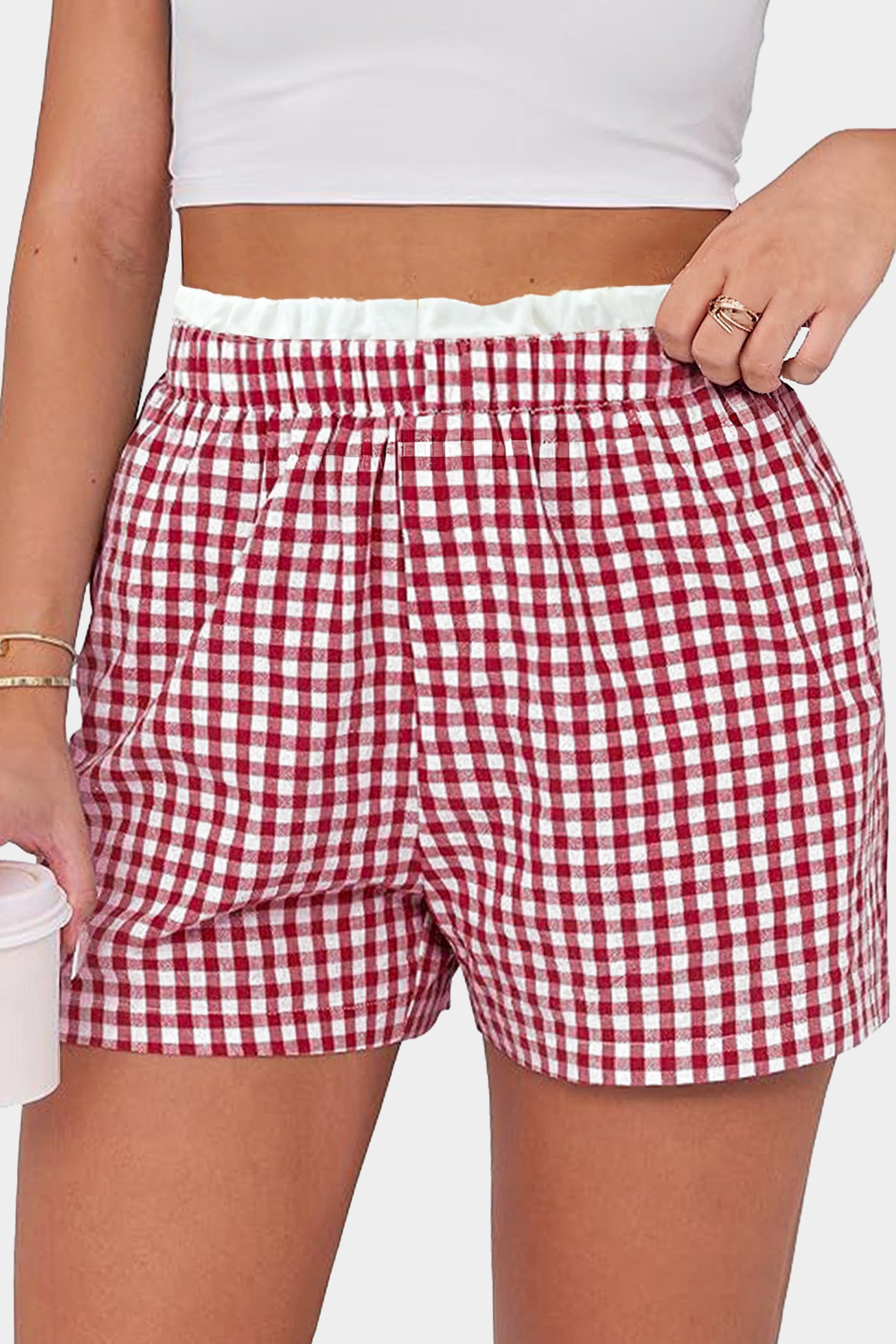 Plus Size Plaid Shorts