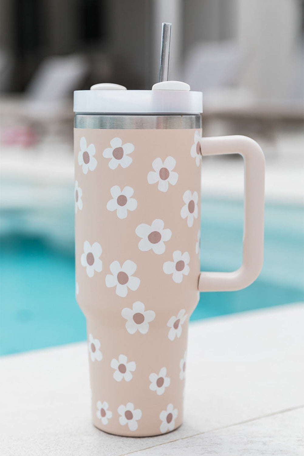 Floral 40oz Stainless Tumbler With Lid And Straw