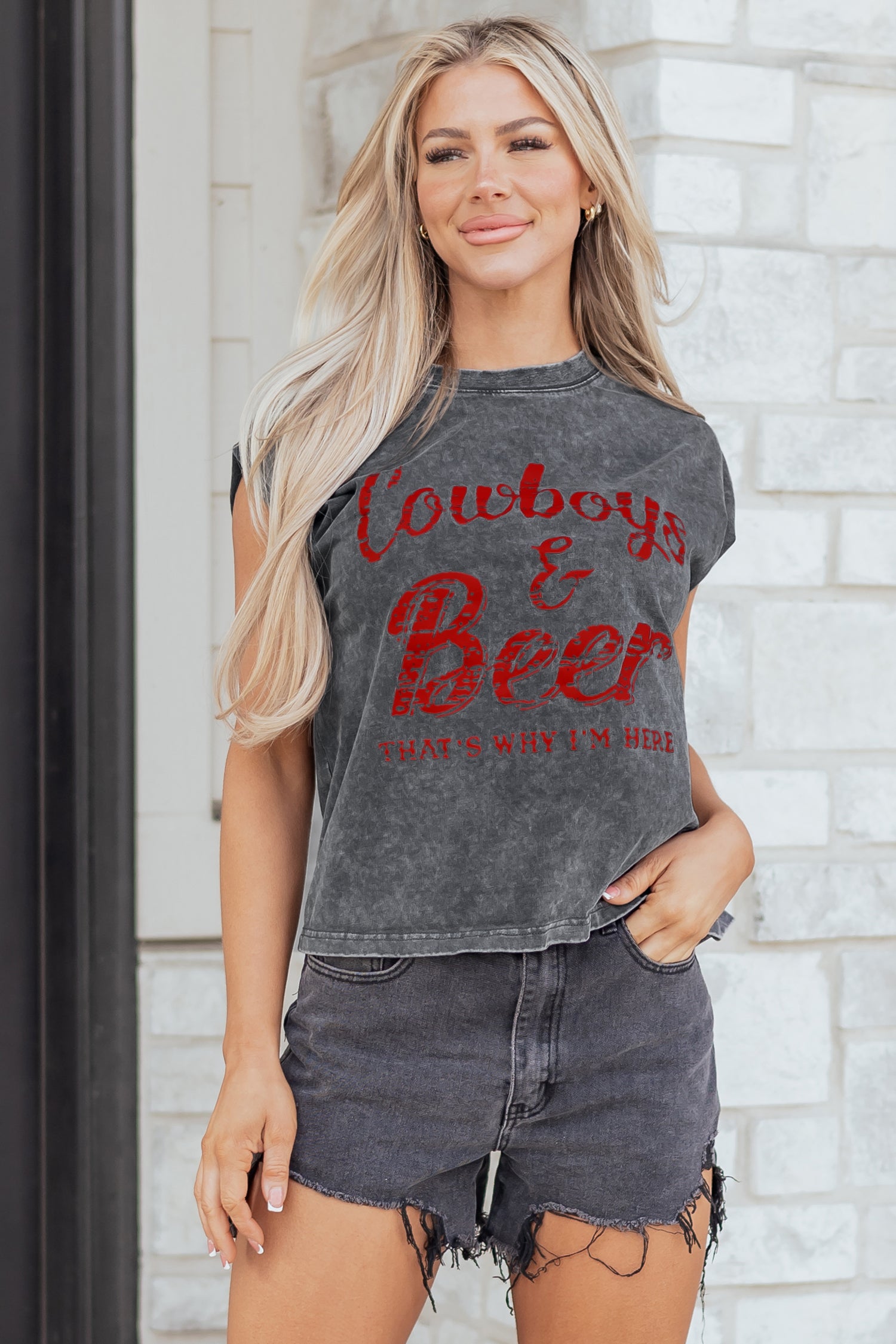 Cowboy & Beer Western Graphic Tank Top