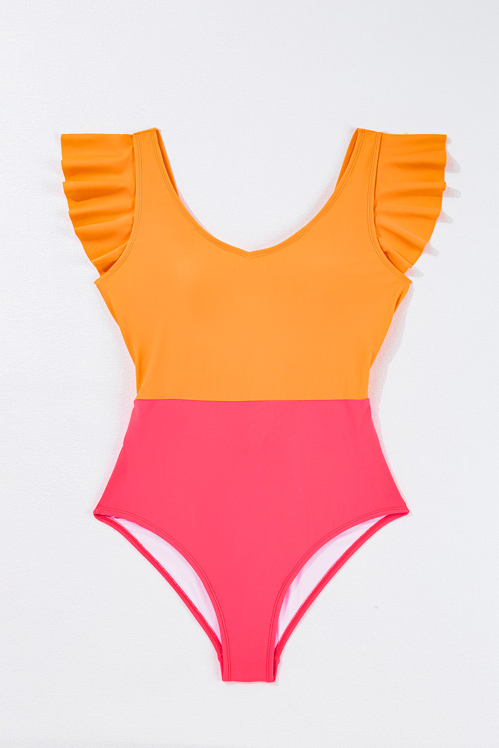 Ruffled Knotted Backless One Piece Swimsuit