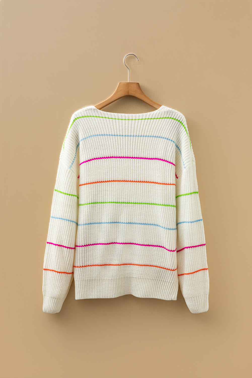 Colorful Striped V Neck Sweater