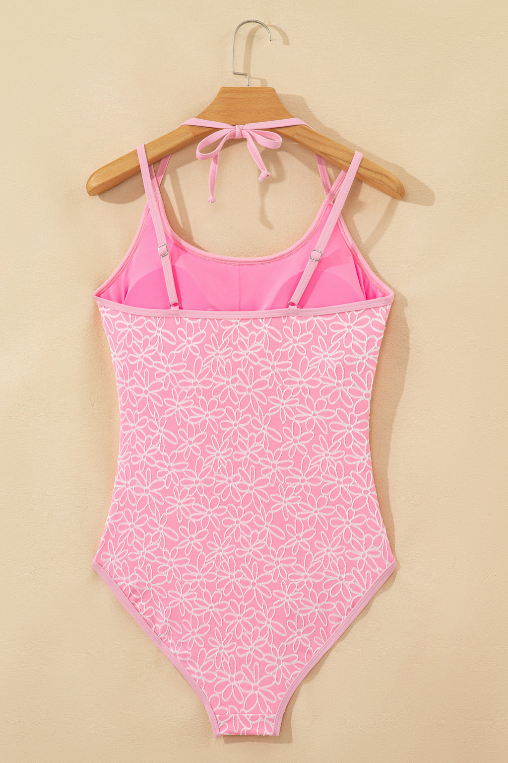 Flower Texture Spaghetti Strap One Piece Swimsuit