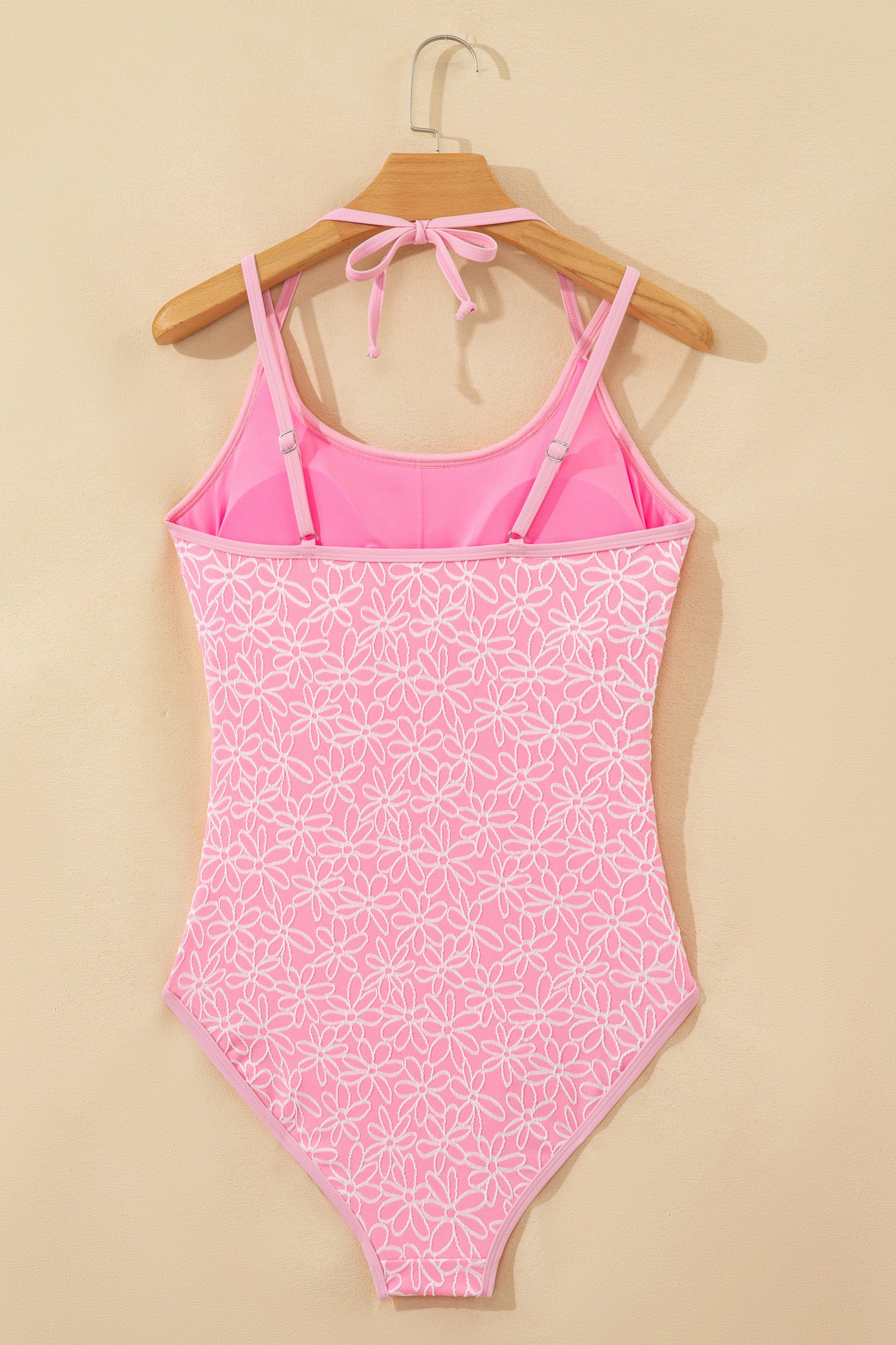 Flower Texture Spaghetti Strap One Piece Swimsuit