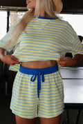 Striped Casual Terry Short Set