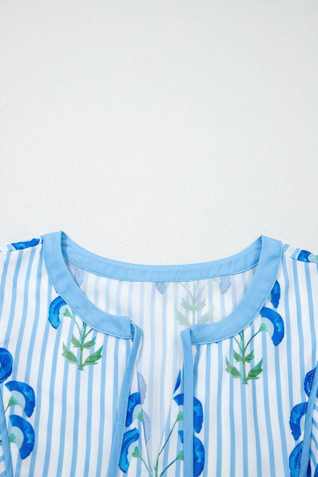 Floral Striped Puff Sleeve Flared Mini Dress