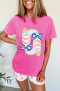 Flag Pattern Boots Bow Casual Graphic Tee