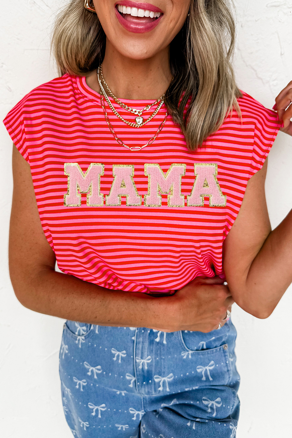 Mama Striped Graphic T-Shirt