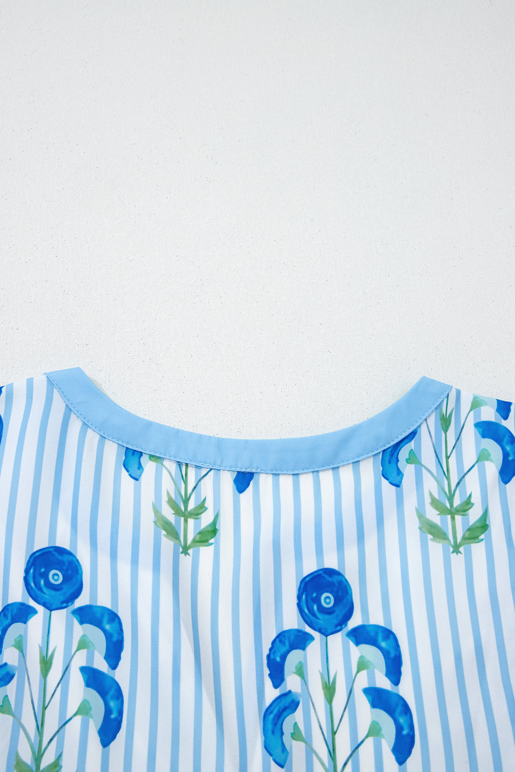 Floral Striped Puff Sleeve Flared Mini Dress